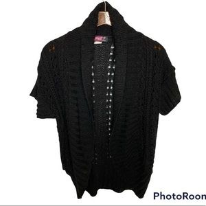 Say What? Open Knit Black Cardigan Sweater